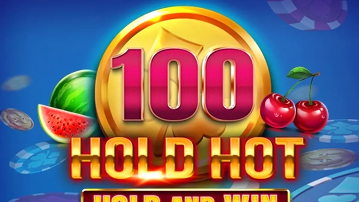 Interface do jogo 100 Hold Hot Hold and Win com símbolos de frutas